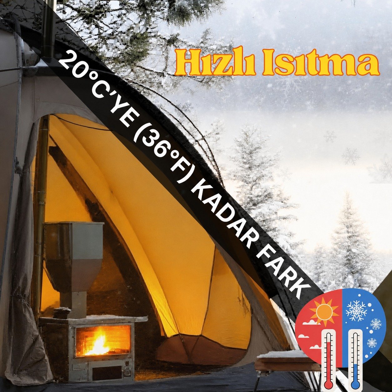 GREEN STOVE Hori 5 Max – Pelet ve Odun Yakıtlı Fırınlı Çok Fonksiyonlu Sıcak Çadır Kamp Sobası - Görsel 2